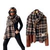 Imitation cashmere plaid shawl women's winter high-end atmosphere black scarf triangular hemming head shawl