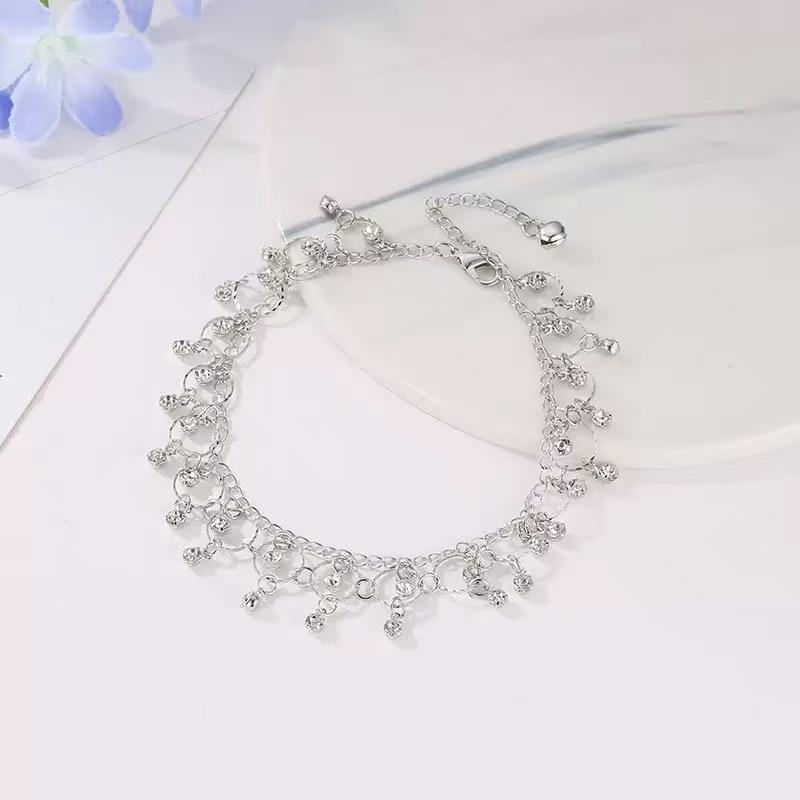 

Sparkle Rhinestone Tassel Bell Anklet , Unique Design Gold Silver Ankle Bracelet for Women срібний