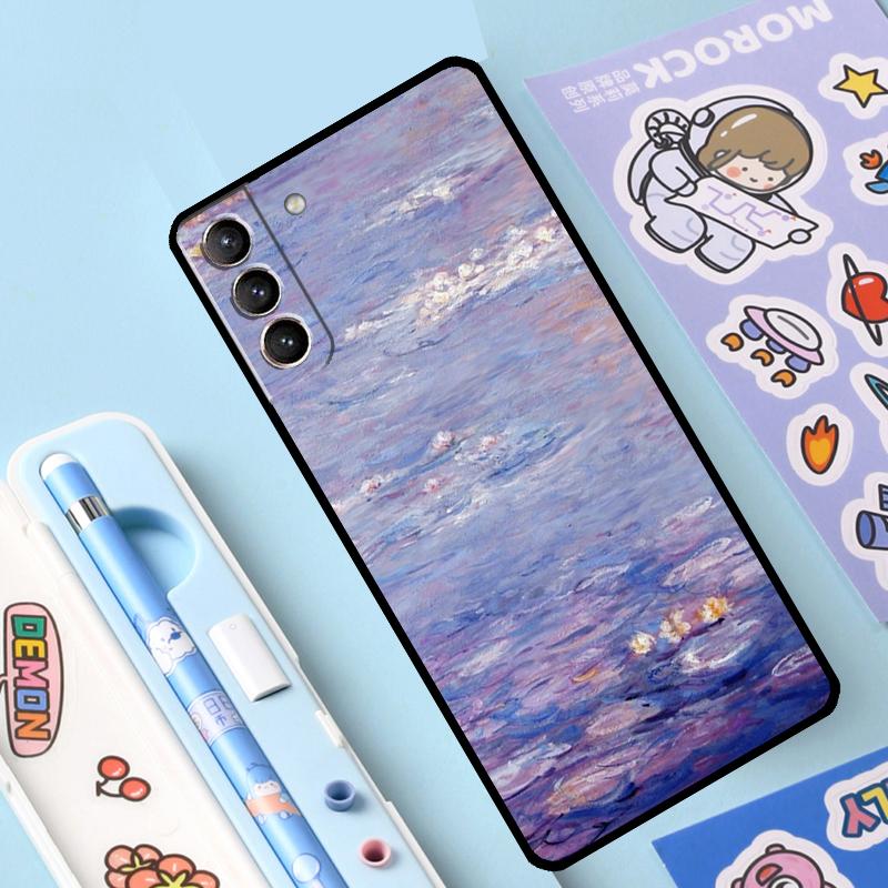 Claude Monet Garden Lotus Bridge Case For Samsung Galaxy S23 S22 S21 Ultra S20 FE S9 S10 Note 10 Plus Note 20 Ultra Full Cover