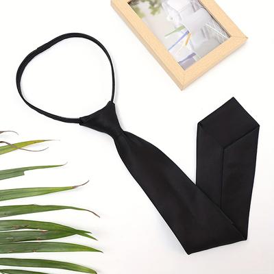 Unisex Schwarze Einfache Krawatte Zum Anklipsen Schmale Krawatte Uniform Hemd Anzug Krawatten Für Männer Frauen Faule Krawatten Bekleidungszubehör