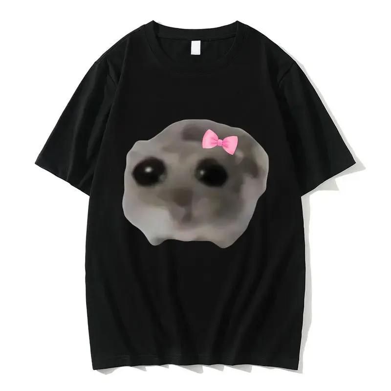 Funny Sad Hamster Meme Cry Men Women Cotton T Shirt Fashion Summer Casual Short Sleeve Streetwear Classic Print Unisex T Shirts
