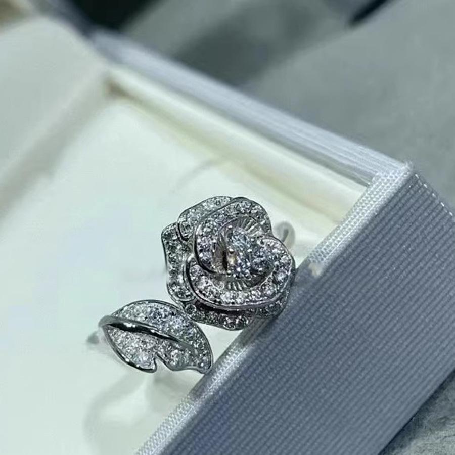 

Циркон роза открытое кольцо изысканное высококлассное кольцо на указательный палец модное универсальное нишевое темпераментное ювелирное изделие женское