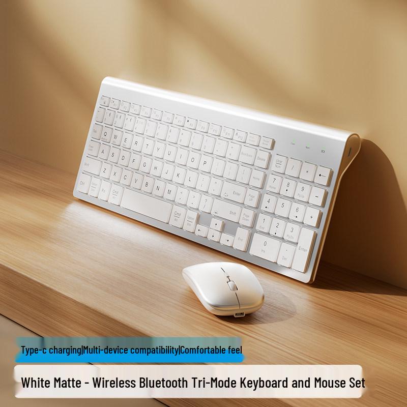 Dual-Mode Backlit Bluetooth Wireless Keyboard & Mouse Set with Eight-Color Lighting