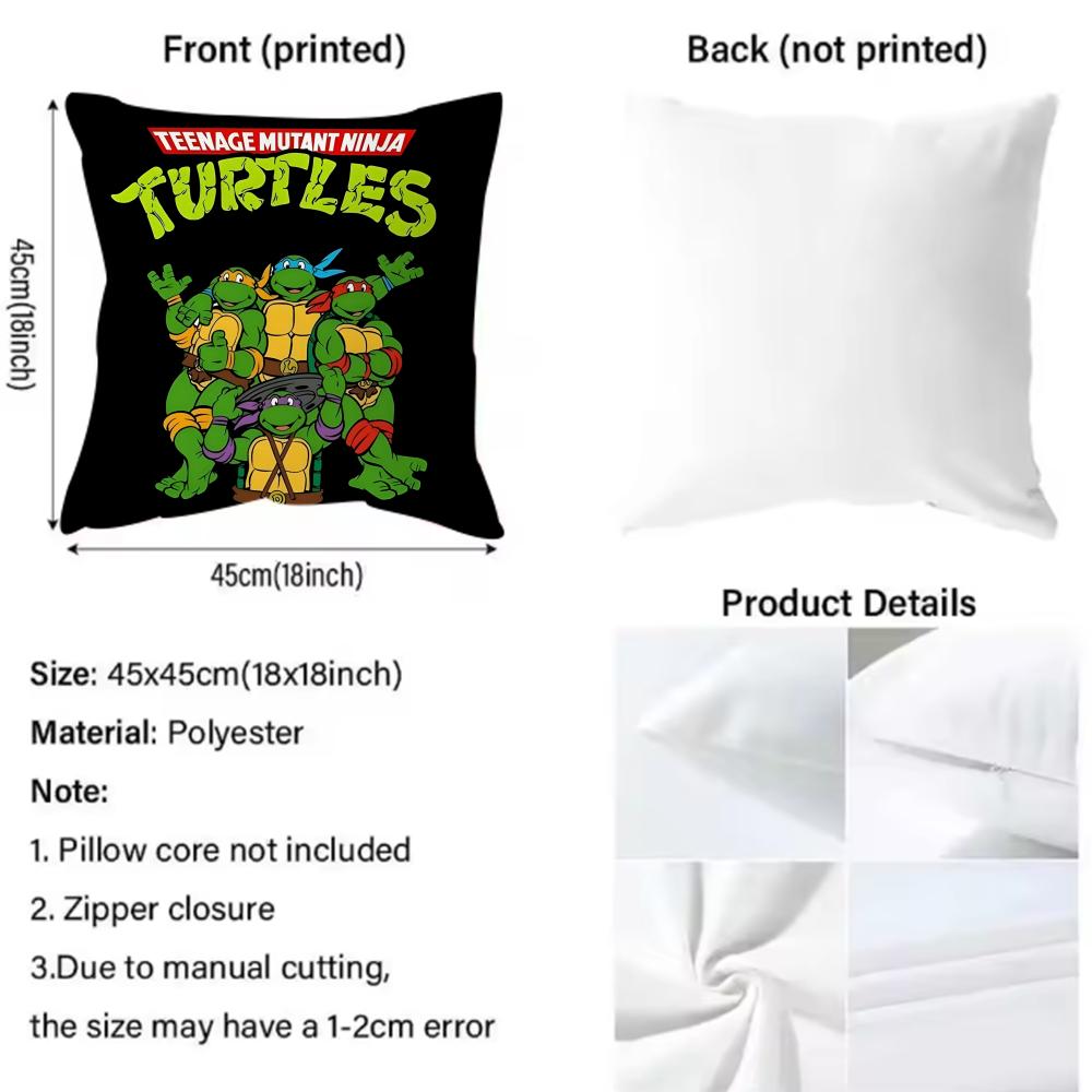 Teenage Mutant N-Ninja Turtles Cushion Cover Home & Car Multi-Scene Pillow Cover - Reversible, Soft & Durable For Daily Use