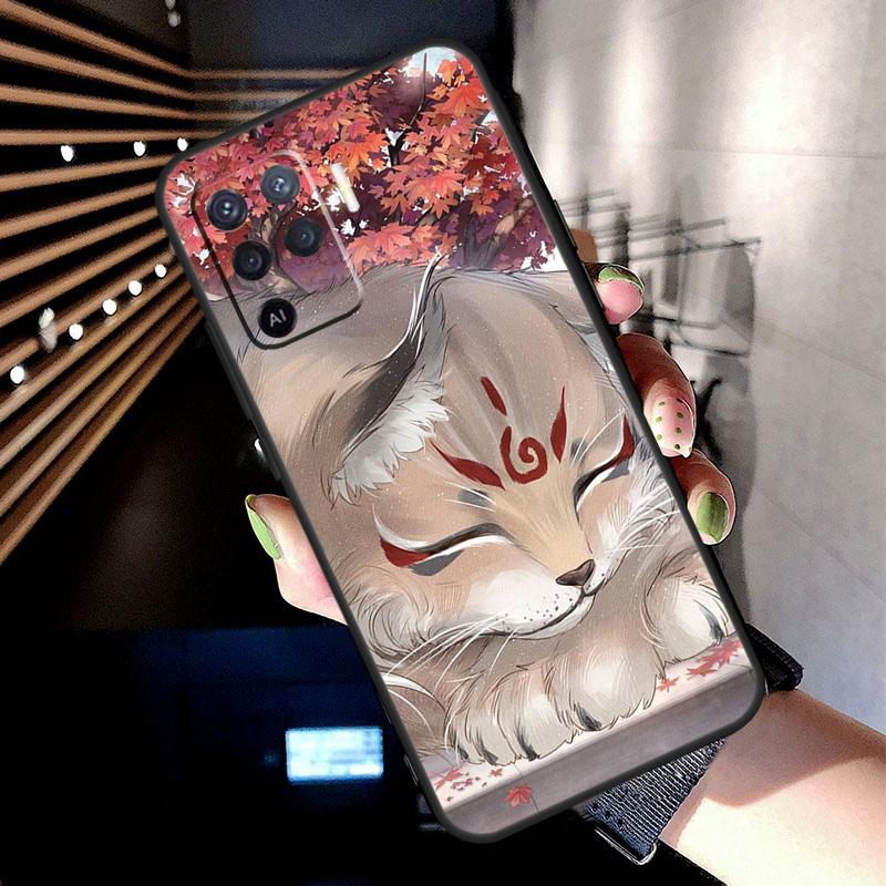Kitsune Fox Japanese Art Case For Oppo A17 A57 A77 A76 A16 A96 A18 A60 A80 A40 A38 A58 A78 A98 A94 A74 A54 A15 A5 Pro