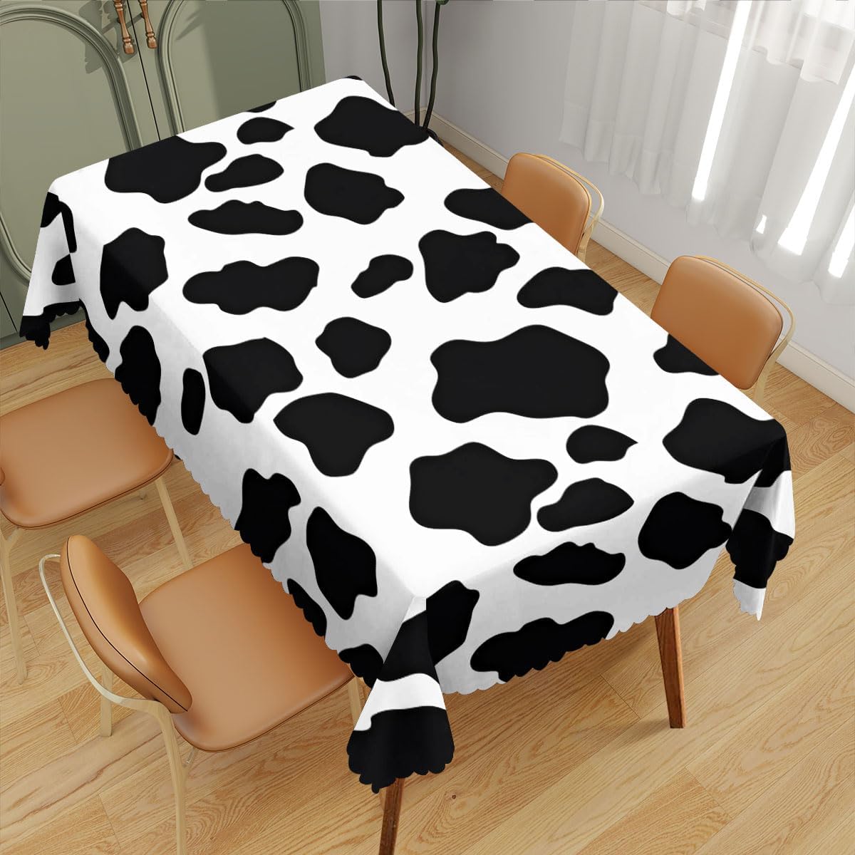 Zwart Wit Koeienprint Rechthoekig Tafelkleed voor Tafeldecoratie Herbruikbaar Boerderij Keuken Eettafelkleed Feestdecoratie 140x180cm