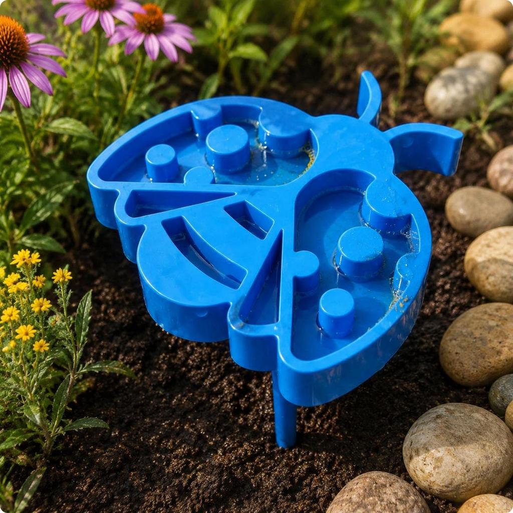 StakeMounted Bee Waterer MultiCompartment FlowerShaped Watering Station Raised Tray