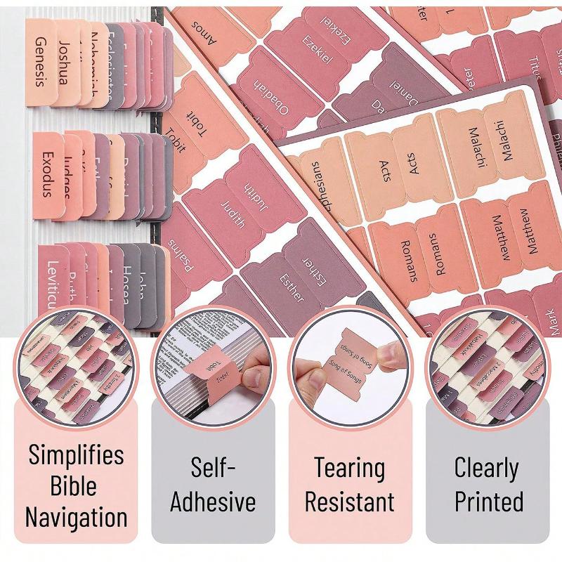 75pcs Bible Tabs, Bible Index Tabs Stickers for Catholic/Christian Bible, Sticky Notes Back To School