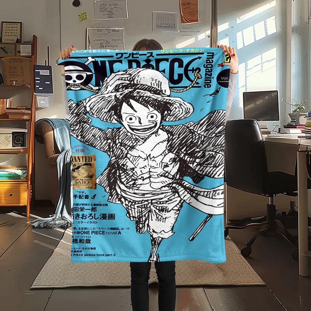 Flanelová deka s potiskem postaviček z One Piece, Vysoká kvalita, Pohodlná pro všechna roční období, Domácí dekorace, Teplo a pohodlí, Perfektní jako vánoční dárky