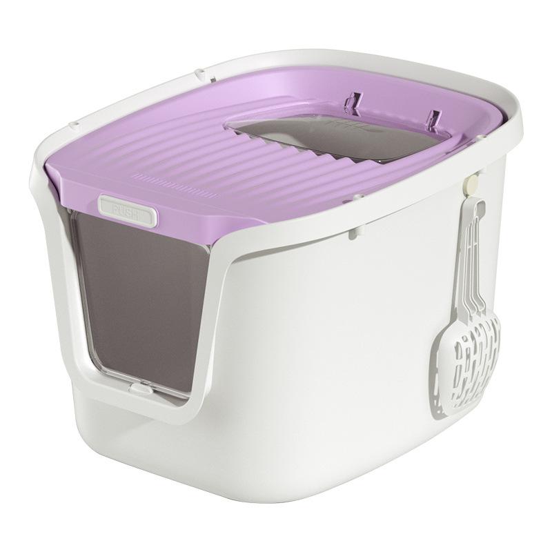 Fully enclosed odor-removing top-in integrated cat litter box Extra-large anti-splash cat feces container with litter tray Large 44.5X37.5X33CM фиолетовый