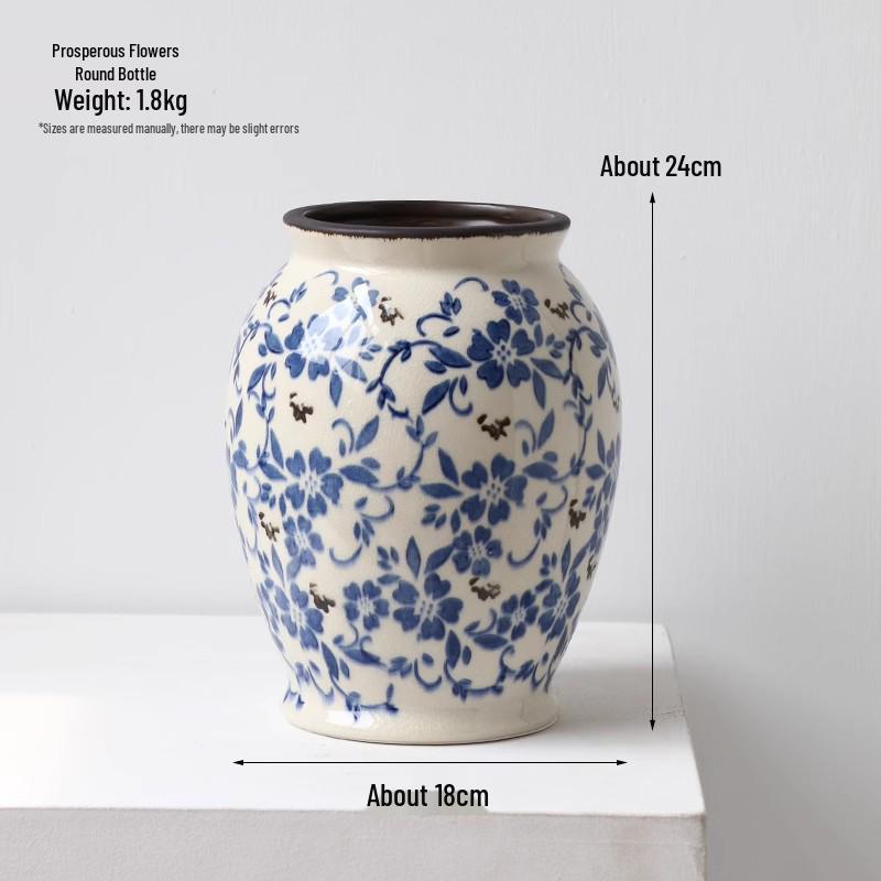 Chinese Blue and White Porcelain Ceramic Vase for Home Decor