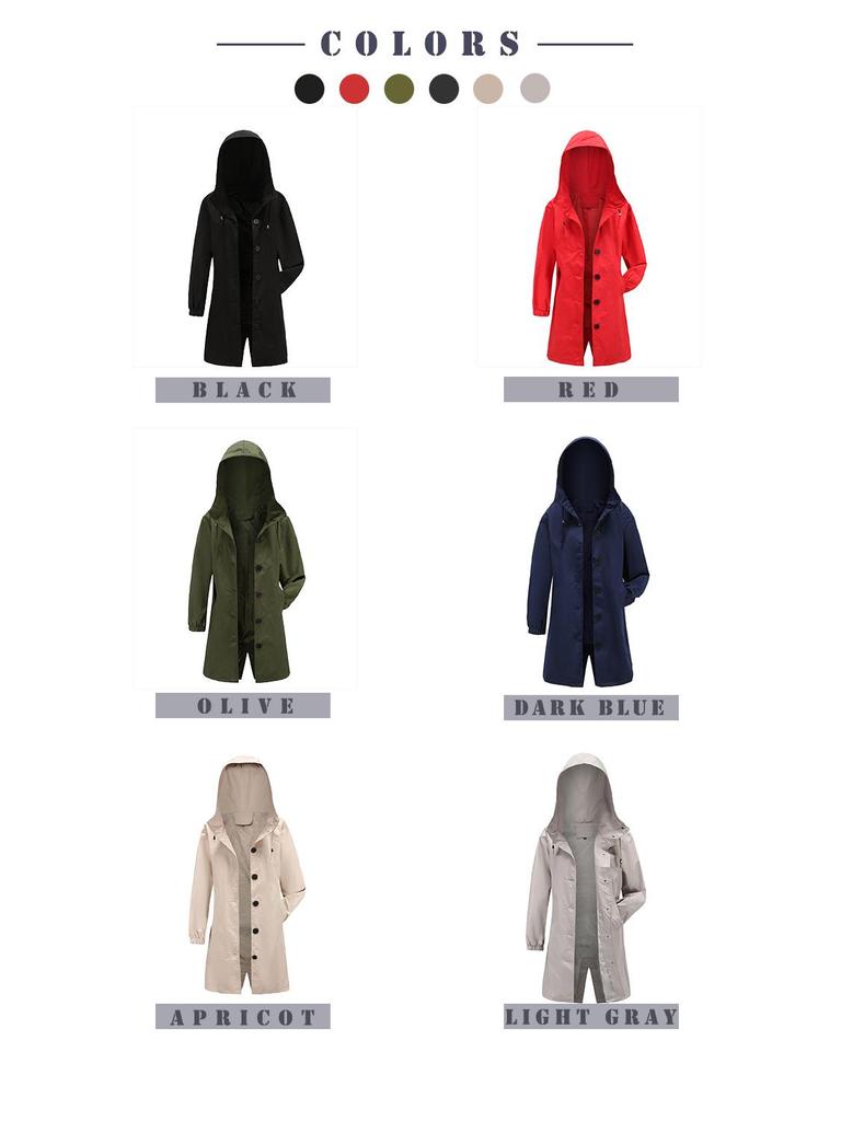 Damen Übergröße Wasserdichter Windbreaker mit Kapuze - Lässiger lockerer langer Mantel für Herbst/Winter
