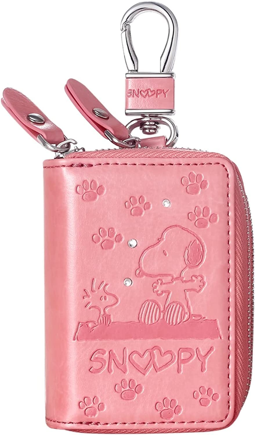 

Key case for women and car key smart key 2 car with carabiner [characters memorabilia] [SNOOPY] men, case, case, storage, (pink) [product] рожевий
