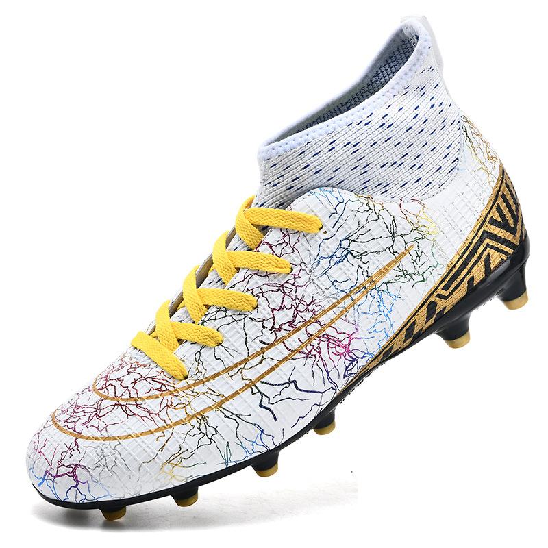 Football Shoes High-Top Tf Broken Nails Artificial Turf Ag Nails Leather Feet Boys And Girls Adolescent Students Training
