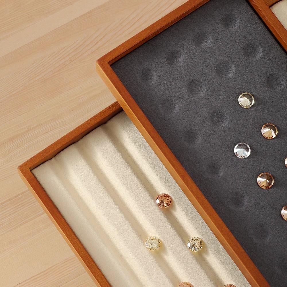 Stackable Flat Jewelry Tray Microfiber Valet Jewelry Display Props Jewelry Organizer  Nightstand