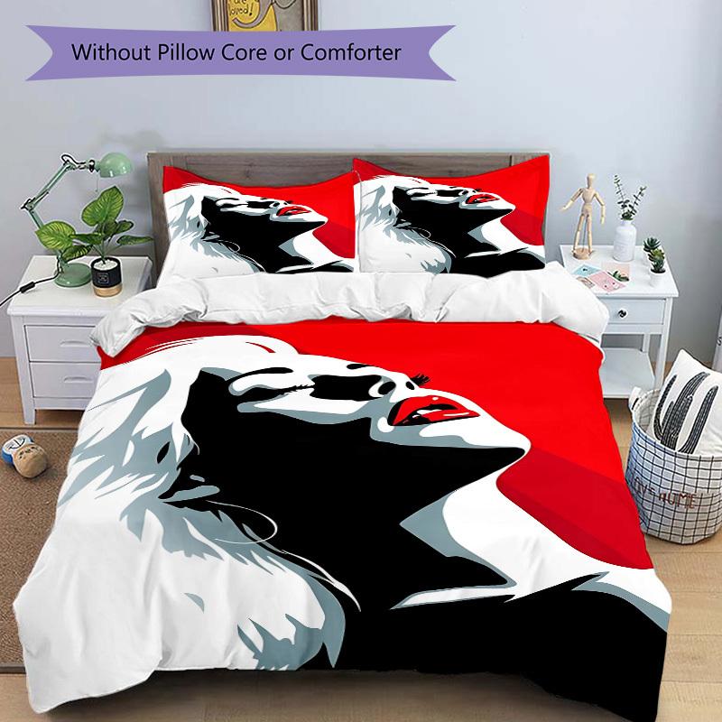3pcs Glamourous Portrait Duvet Cover Set, Includes 1 Duvet Cover and 1/2 Pillowcases (No Insert) yy251104234