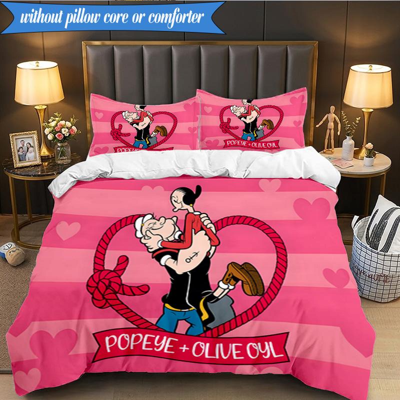 3PCS Popeye Bedding Set Duvet Cover Closure Includes 1 Duvet Cover & 2 Pillowcases for All Seasons Bedroom Decor Christmas Fan gifts