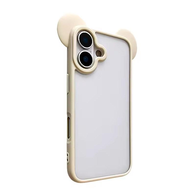 Cute 3D Animal Ears Acrylic Clear Phone Case For iPhone 17 Air 16 15 14 Plus 13 12 Pro Max Transparent Back Cover
