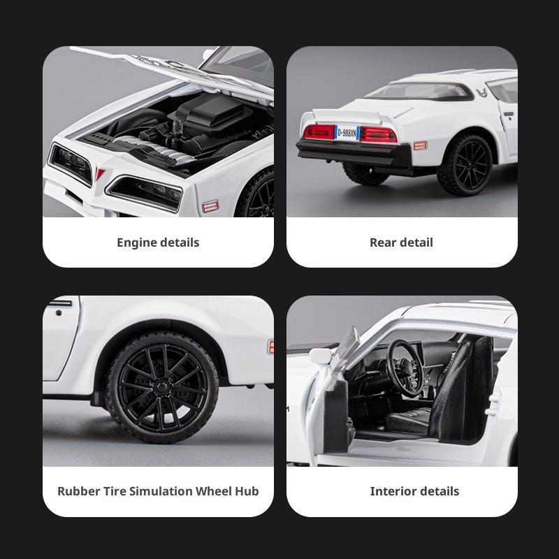 1/32 Pontiac Firebird Simulated Sound and Light Alloy Die-cast Car Model Supercar Car Model Children's Toy Car Ornaments