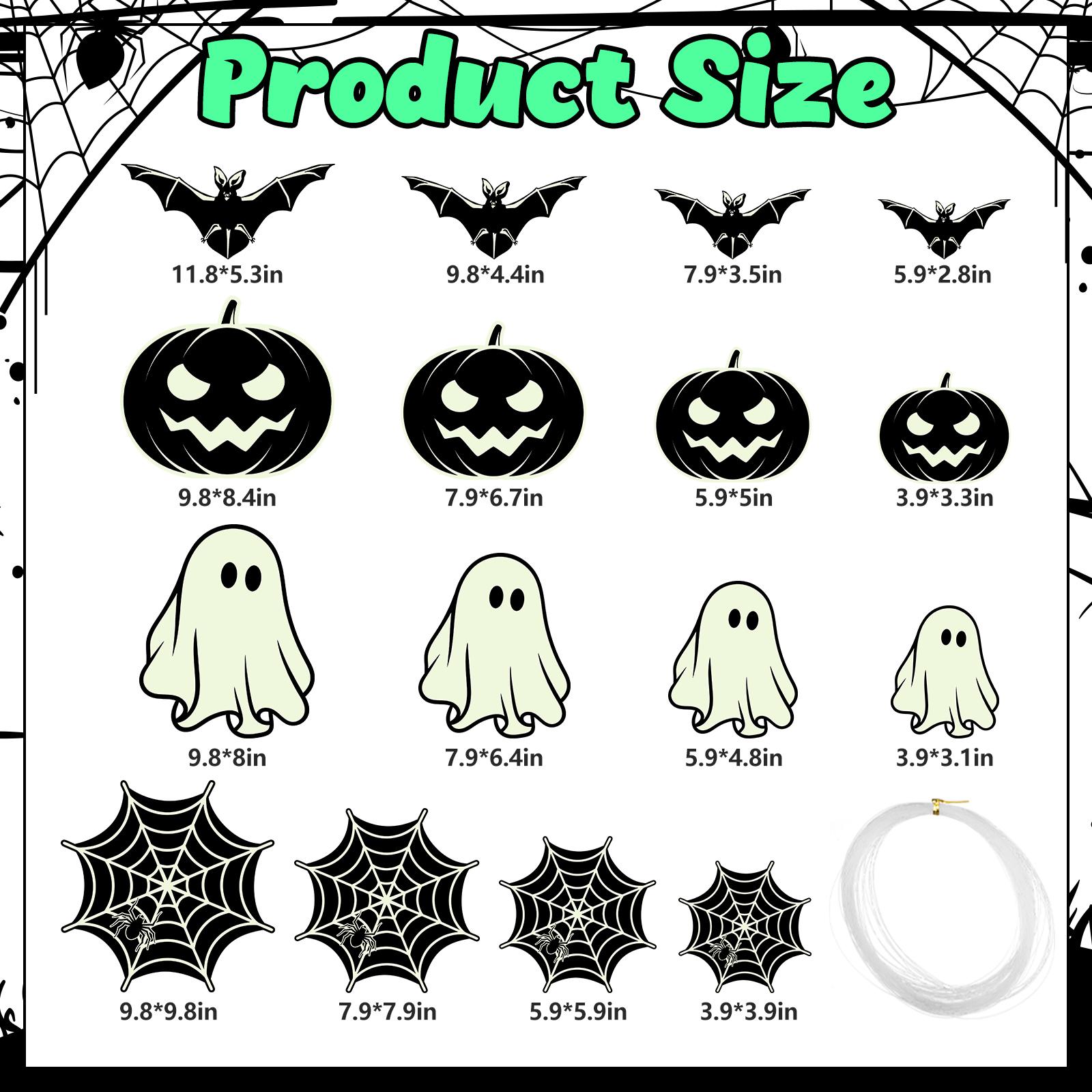 16 шт. Светящиеся Подвесные Летучие Мыши Декорации на Хэллоуин Светятся в Темноте Подвесные Летучие Мыши на Хэллоуин Светящиеся Призраки Тыквы Пауки Вечеринка Де