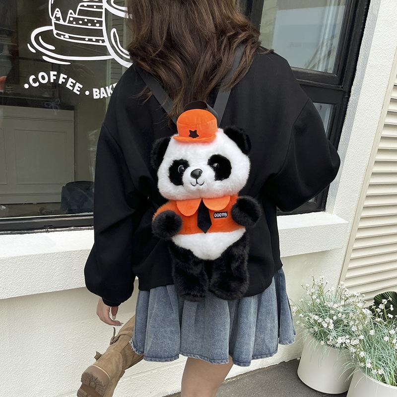 Cute Panda Flower Backpack Cartoon Children's Backpack Lightweight Doll Plush Bag Birthday Gift for Boys and Girls