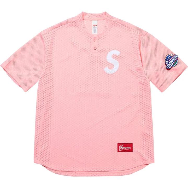 Supreme S Logo Baseball Henley Pink S