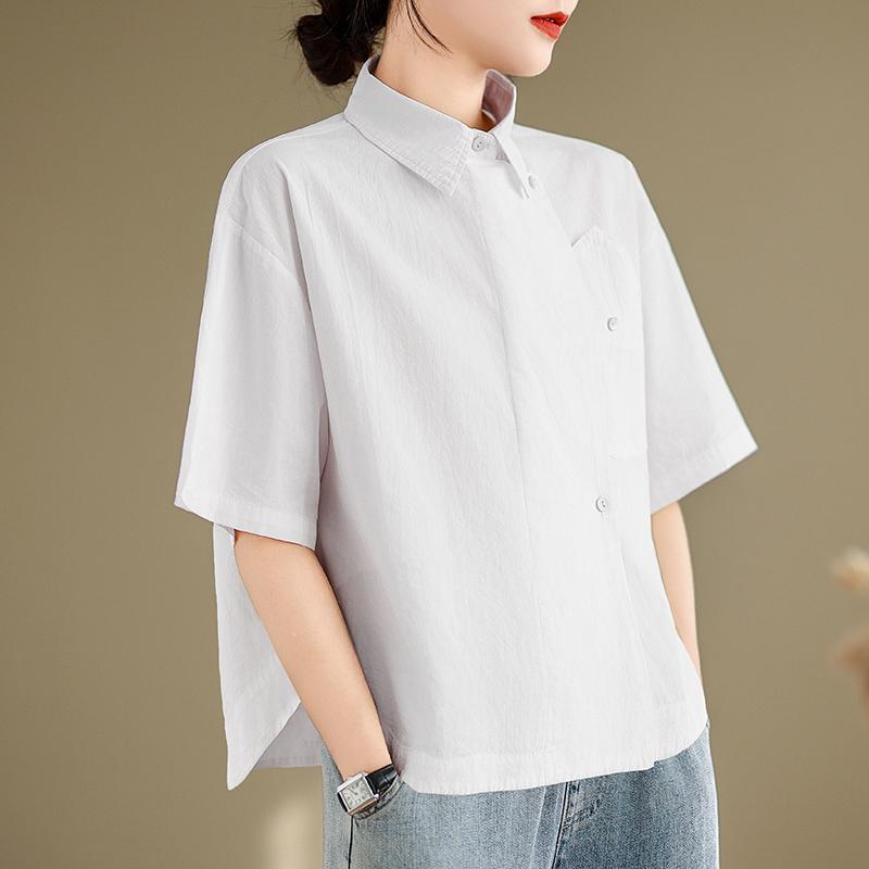 DIMANAF 2026 Women Plus Size New Summer Blouse Shirt Short Sleeve Casual Loose Lady Tops Shirts Cotton Print