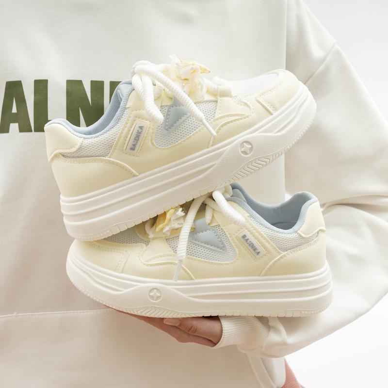 

Сетчатые туфли на толстой подошве, Дышащие белые туфли, Модные женские туфли с бантом, Легкие и стильные спортивные туфли 40