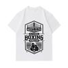 Men's 100% Cotton Crew Neck Short Sleeve T-Shirt, Retro Old School Boxing Training Printed Casual Comfortable Tee for Daily Streetwear Workout Activit