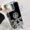 Stylish Fashion V-vol-coms Fashion Logo Phone Case for iPhone 16 15 14 13 12 11 Pro Max Sheepskin Silver-edged Protective Case