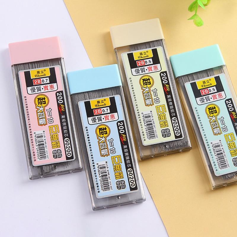 200Pcs 0.5/0.7mm Mechanical Pencil Leads 2B Pencil Rod Automatic Pencil Core Refill 12Pcs 2.0mm Core Art Sketch Drawing Supply