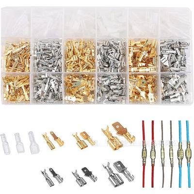 540Pcs Male Female Bare Wire Spade Terminals Assortment Insulated Sleeves Cold Crimp Plug-in Electrical Connector Kit