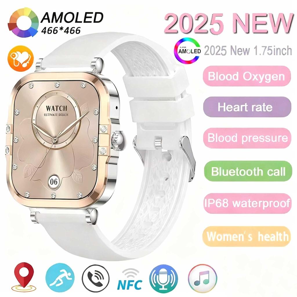 Rose Golden Smart Watch Ultra Thin Luxury Smartwatch Bluetooth Call Custom Dial Health Monitor Fitness Wristwatch for Ladies