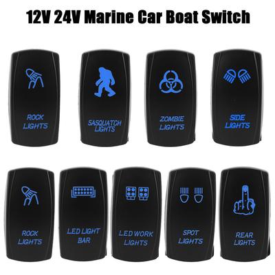 12V 24V Universal SPST Carling Switch ON-OFF Blue LED 1pc 5 Pin Marine Switch Car Boat Truck Rocker Switch
