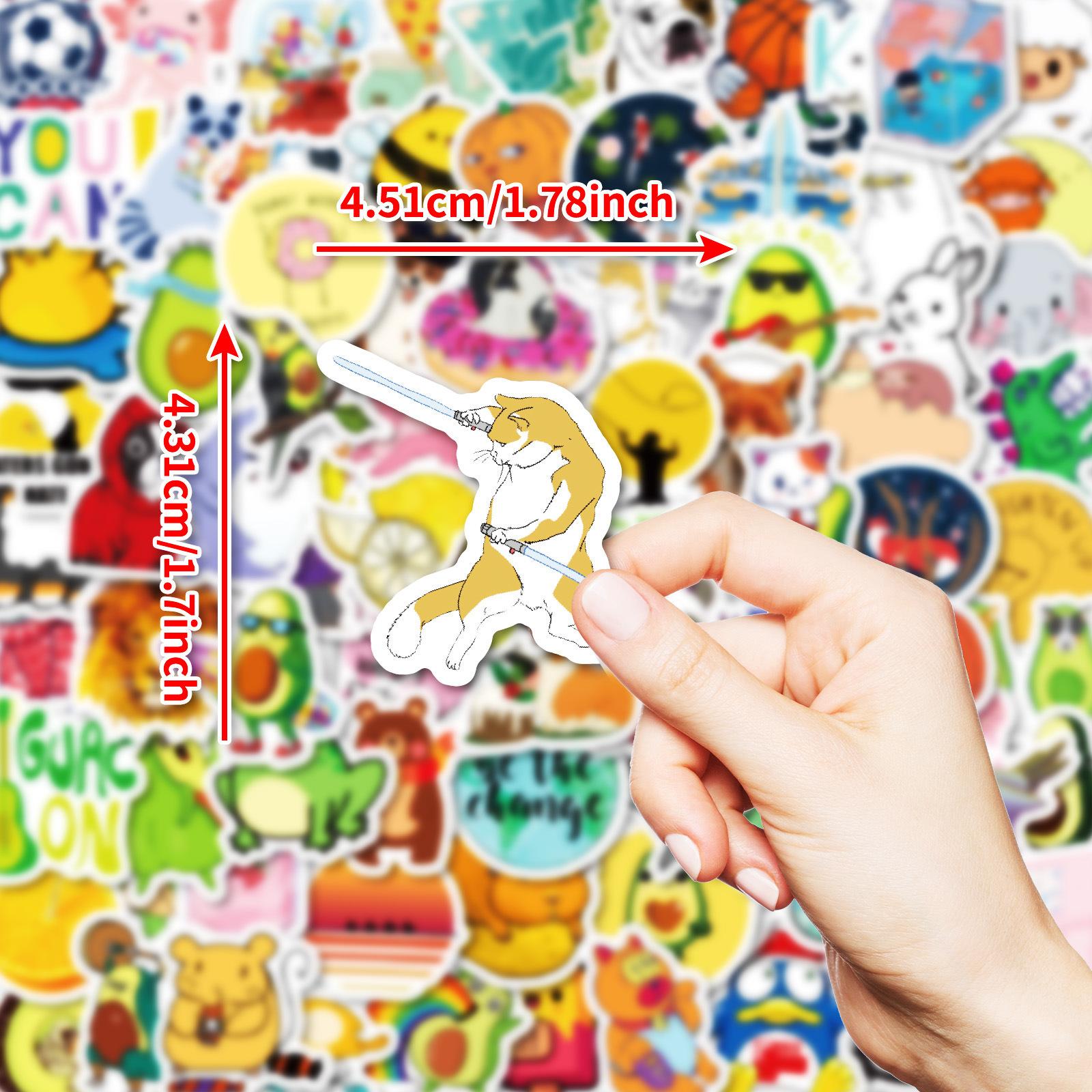 

100 Compact Size 4Cm Creative Anthropomorphic Animal Graffiti Decals Fencing Cat Creative Water-Repellent Stickers