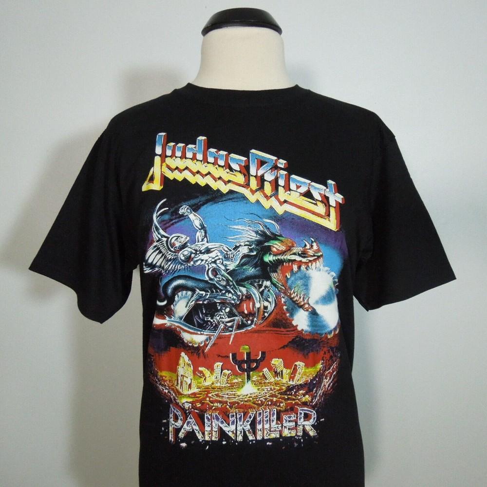 JUDAS PRIEST Painkiller S SMALL T-Shirt Black Demon Night Band Logo Unisex T-Shirt XXXL