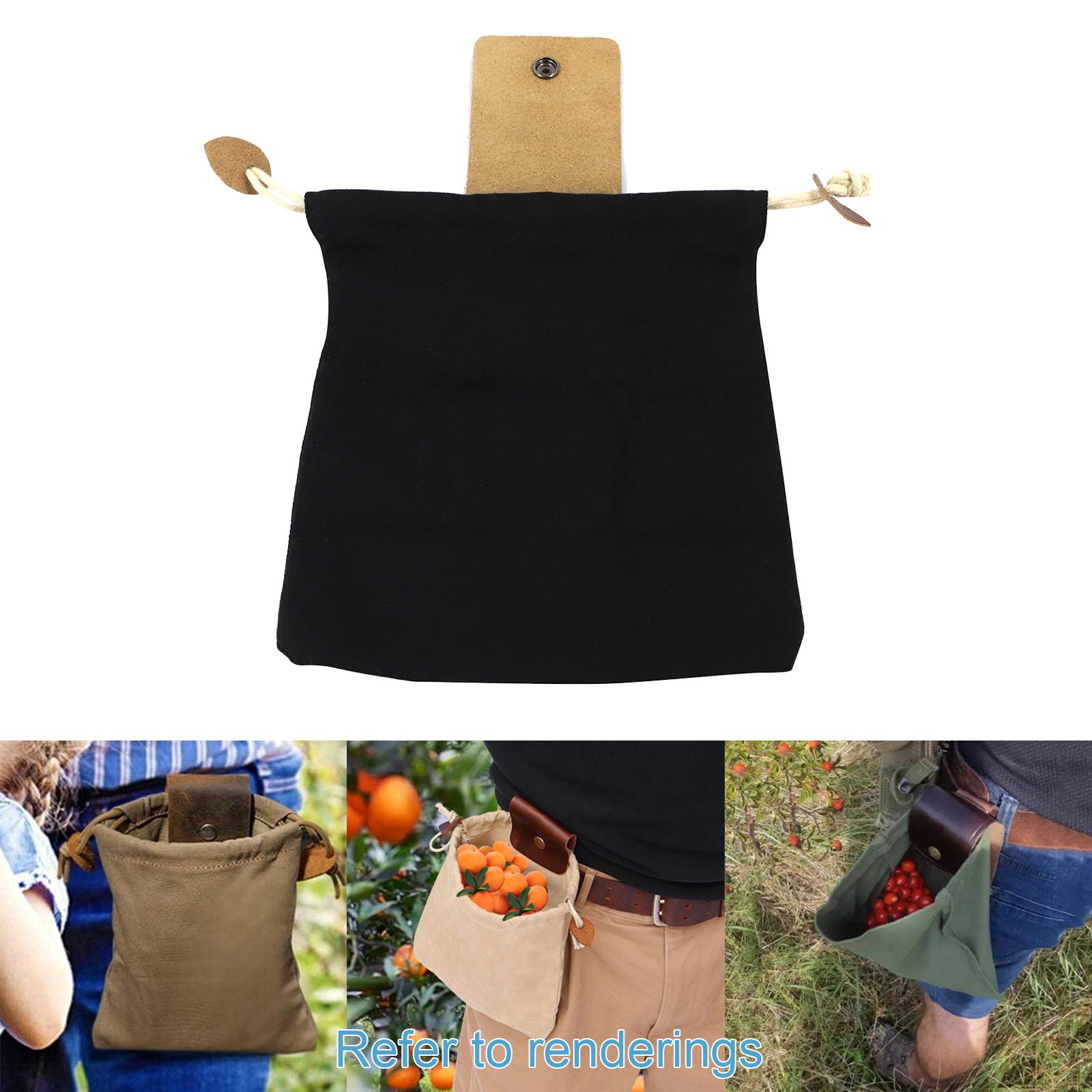 Collapsible Waxed Canvas Foraging Pouch Camping Belts Beach Shells Collector Bag