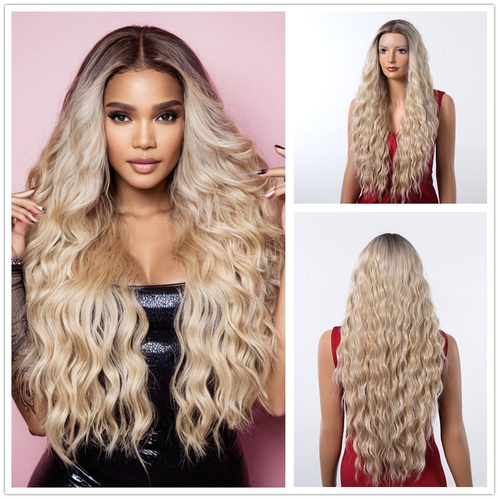 

LOUIS FERRE 13x6 кружевной парик длинный волнистый светло-русый парики для женщин повседневные вечерние косплей свадьба высокая плотность термостойкий