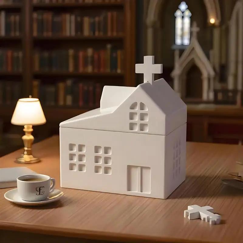 A Top Quality House Shape Candle Jar Silicone Mold DIY Handmade Houses Plaster Casting Molds Concrete Resin Craft Gift Making