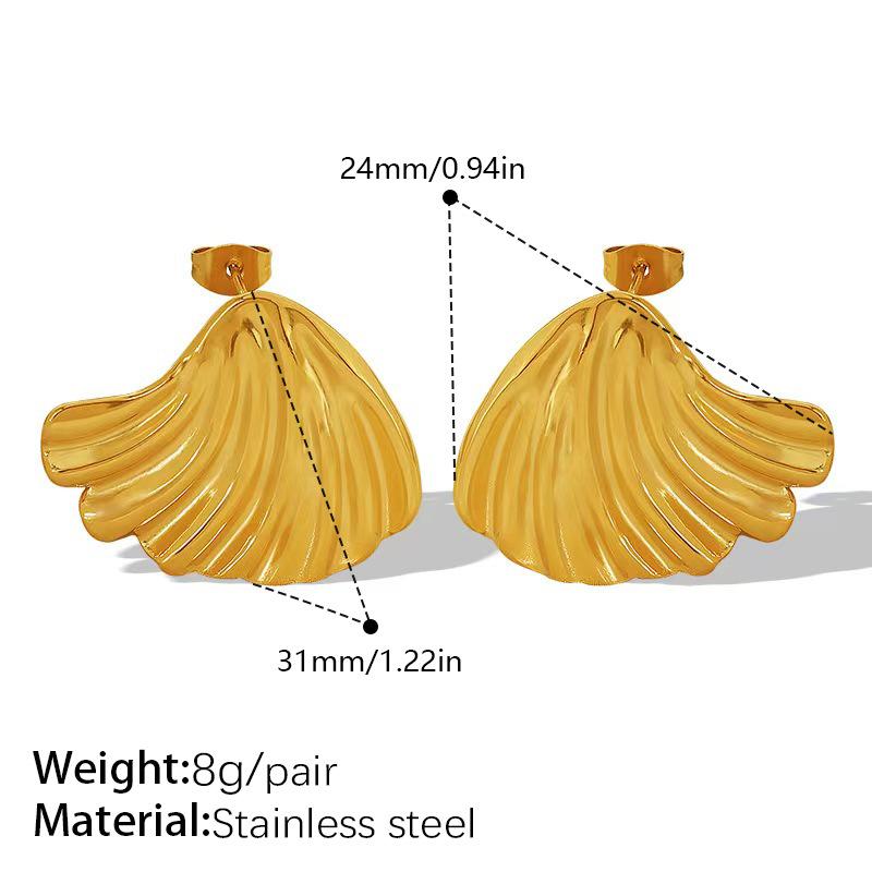 Trend Conch Shell Design Earrings Stainless Steel Gold Plated Shine Unique Earrings Women