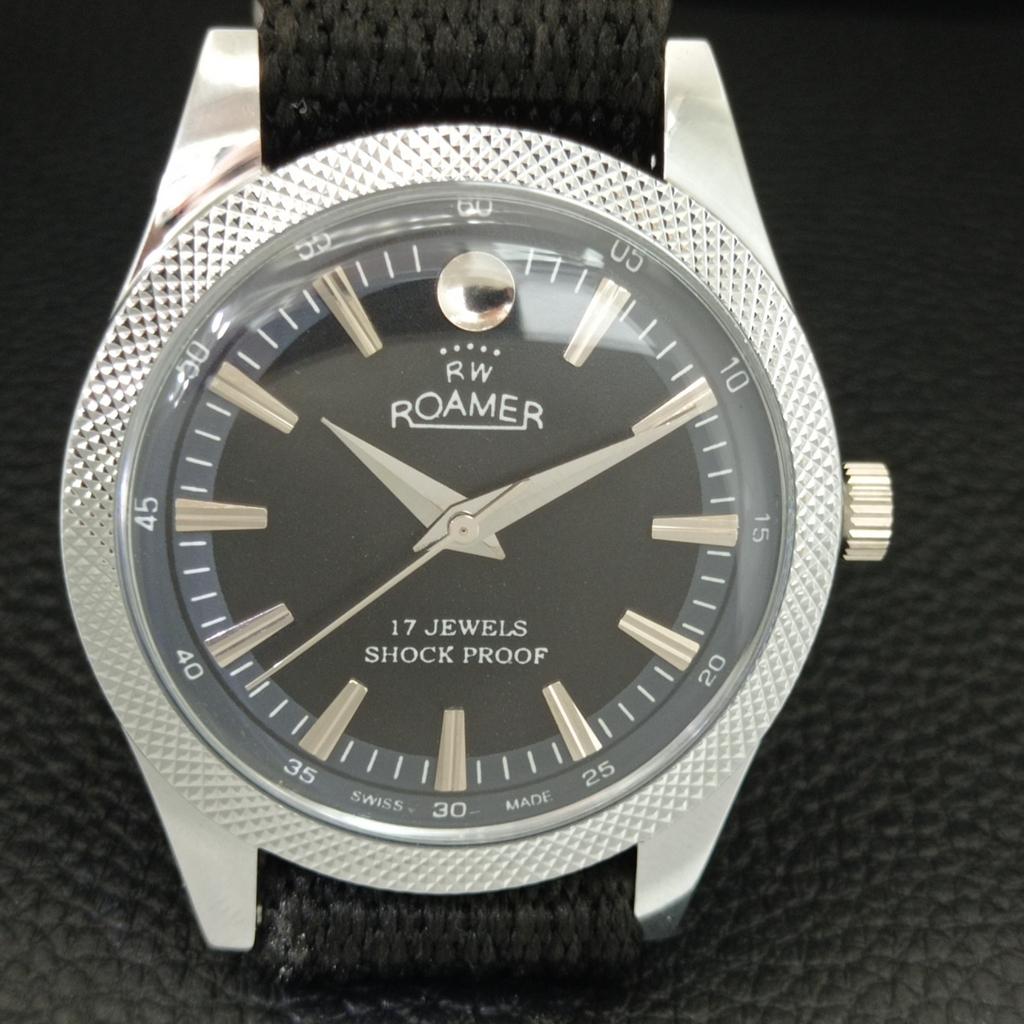 HAND-WINDING SWISS MENS REFURBISHED VINTAGE BLACK COLOR DIAL WATCH a707179-1