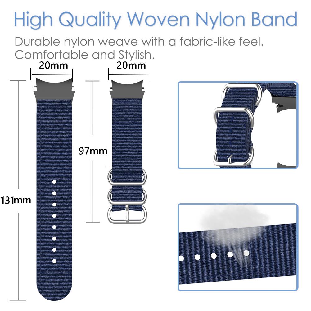 Smartwatch Wristbands Strap Canvas Smartwatch Replacement Band for Watch 4 40mm 44mm for Watch 4 Classic 46mm 42mm Dark