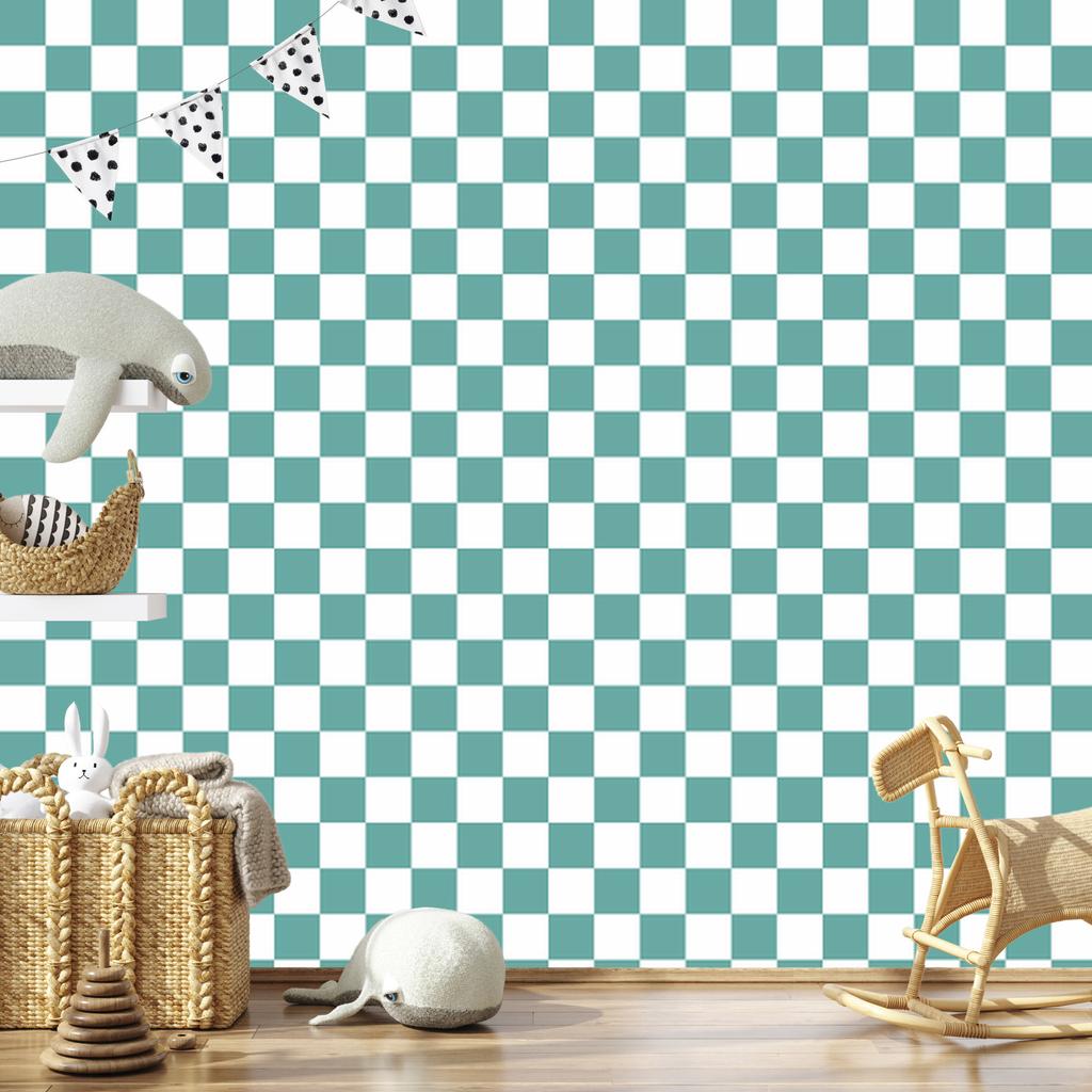 Checkerboard Wallpaper, White and Light Gray 50x1000
