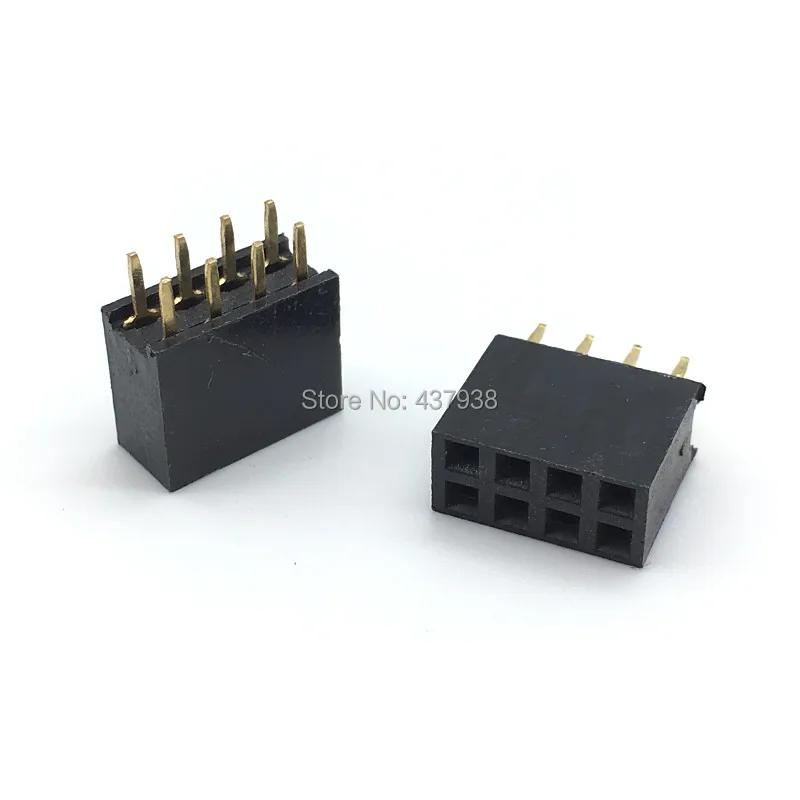 10pcs 2.54mm Double Row Straight Female 2-40P Pin Header Socket Connector 2x2/3/4/5/6/7/8/9/10/12/14/16/18/20/25/32/40Pin 2.54mm