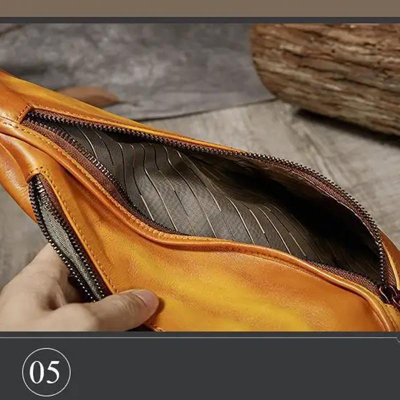 Retro taška na hrudi Crossbody kabelky z hovězí kůže pro ženy 2024 Nová ručně vyrobená embosovaná módní květinová dámská taška Messenger