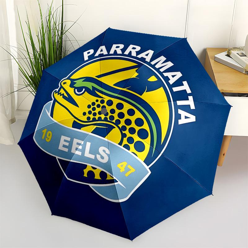 

Parramatta Eels, Rugby League Automatic Opening and Closing, 8 rib Structure Portable Umbrella, Suitable for Men and Women in All Seasons P