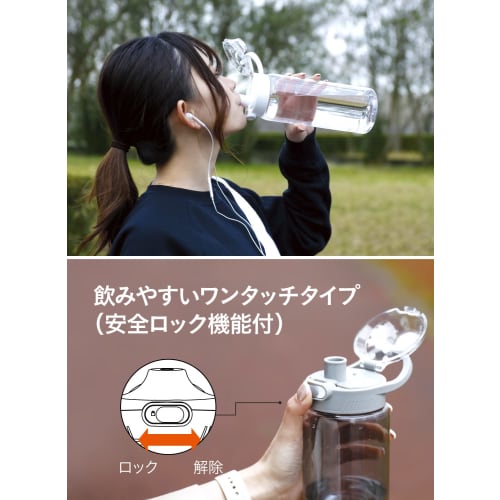 CB JAPAN Santeco Tritan Track and Go Water Bottle with Time Marker and Measuring Pad, White, One-Touch, Lightweight
