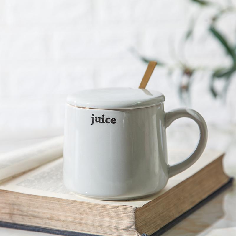 Creative Ceramic Cup with Lid Spoon Couple Coffee Cup Macaron Creative Mug Office Drinking Cup Girls