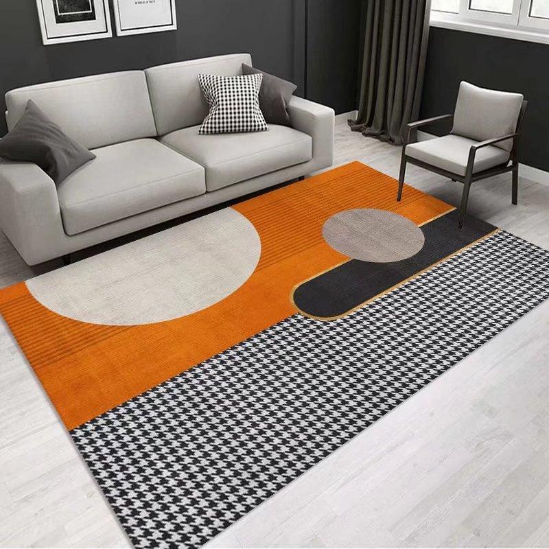 Soft Orange Living Room Carpet European Geometric Home Decoration Rug Washable Cloakroom Floor Mat Large Size Bedroom Rugs 2x3m