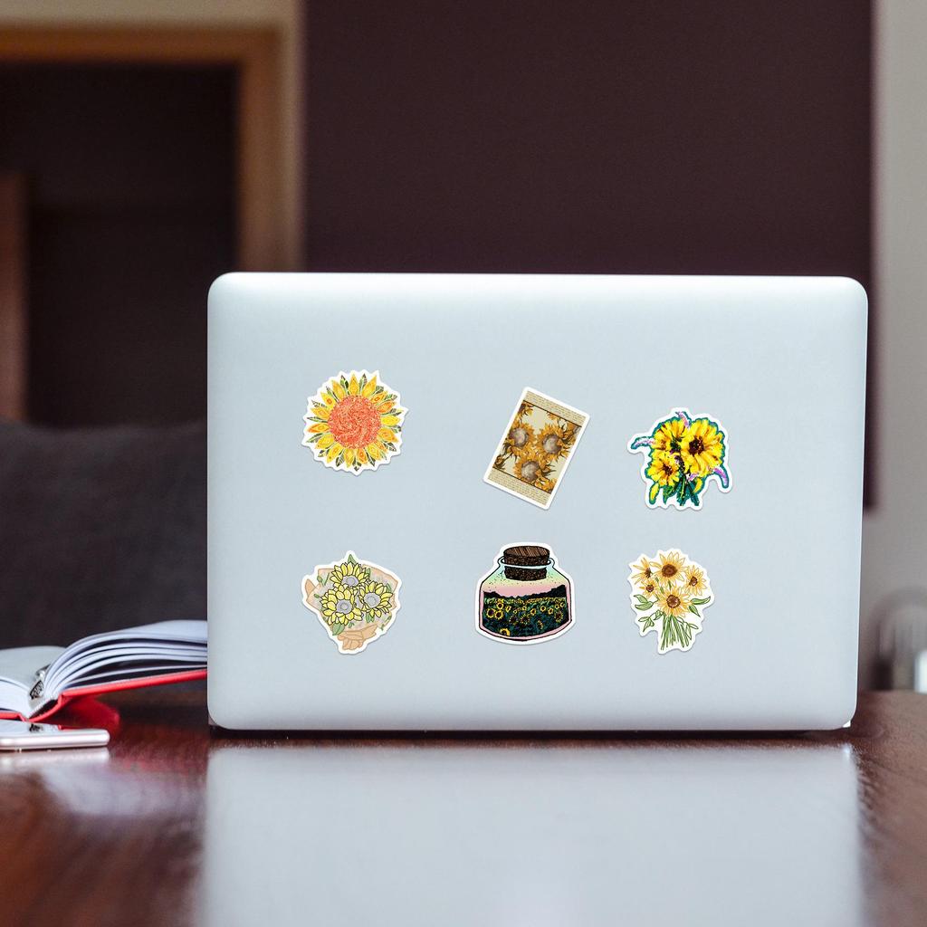 50PCS Sunflower Graffiti Stickers for DIY Decor: Cute Plant-Themed Stationery & Suitcase Decals